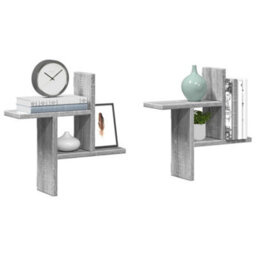 Berkfield Wall Shelves 2 Pcs Grey Sonoma 38X12X38 Cm Engineered Wood - thumbnail 1