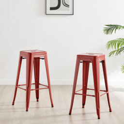 Furniturebox Set Of 2 Colton 'tolix' Style Red Metal Bar Stools - thumbnail 6