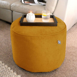 rucomfy Beanbags Rucomfy Velvet Mustard Pouffe - Indoor Bean Bag Footstool - thumbnail 1