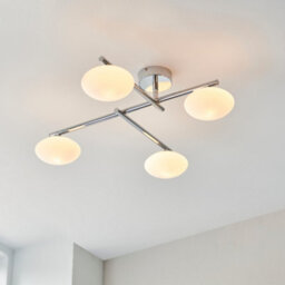 Luminosa Lighting Luminosa Oristano Bathroom 4 Light Ceiling Semi Flush Chrome Plate & Matt Opal Glass Ip44 - thumbnail 3