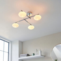 Luminosa Lighting Luminosa Oristano Bathroom 4 Light Ceiling Semi Flush Chrome Plate & Matt Opal Glass Ip44 - thumbnail 2