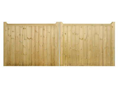 Cannock Gates Drayton Square Top Low Double Driveway Gate - Pressure Treated Scandinavian Redwood - W2400 X H950 mm - image 1