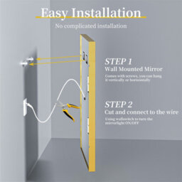 Luvodi 1200X600mm Bathroom Mirror Rectangle Brass Framed Wall Mount Led Illuminated-Touch Sensor, Anti-Fog - thumbnail 9