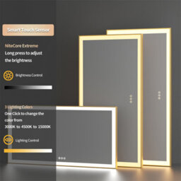 Luvodi 1200X600mm Bathroom Mirror Rectangle Brass Framed Wall Mount Led Illuminated-Touch Sensor, Anti-Fog - thumbnail 8