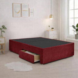 Luxury Red Plush Milan Double Bed Frame With Mattress 54 Inches Wingback Headboard 2 Footend Storage Drawers - thumbnail 6