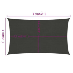 Berkfield Sunshade Sail 160 G/m2 Anthracite 6X8 M Hdpe - thumbnail 6