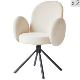 Nordlys Set Of 2 Scandinavian Swivel Dining Chairs Metal In Beige Velvet Modern Design Style Dining Room - thumbnail 1