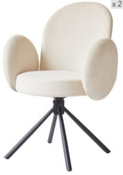 Nordlys Set Of 2 Scandinavian Swivel Dining Chairs Metal In Beige Velvet Modern Design Style Dining Room - thumbnail 2