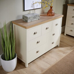 Home Source Avon 7 Drawer Off-White Sonoma Oak-Effect 36mm Thick Top Bedroom Storage Chest - thumbnail 3
