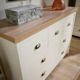 Home Source Avon 7 Drawer Off-White Sonoma Oak-Effect 36mm Thick Top Bedroom Storage Chest - thumbnail 4