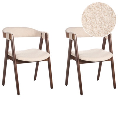 Beliani Set Of 2 Dining Chairs Day Boucle Dark Brown/ Beige - image 1