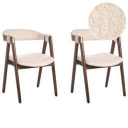 Beliani Set Of 2 Dining Chairs Day Boucle Dark Brown/ Beige - thumbnail 1