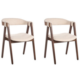 Beliani Set Of 2 Dining Chairs Day Boucle Dark Brown/ Beige - thumbnail 4