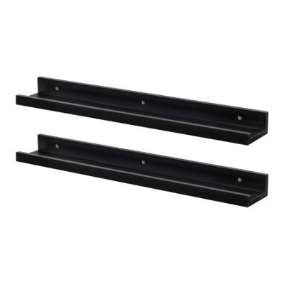 Harbour Housewares 2X Floating Picture Ledge Shelves - Black 57Cm Mdf Wall Mounted Display For Photos, Frames & Décor - image 1