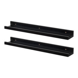Harbour Housewares 2X Floating Picture Ledge Shelves - Black 57Cm Mdf Wall Mounted Display For Photos, Frames & Décor - thumbnail 1