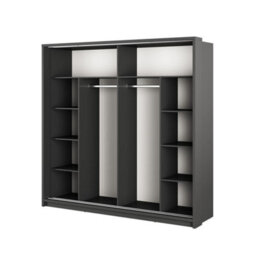 Arte Lux Xiv- Sleek Black Two Sliding Door Wardrobe (H2150mm W2200mm D630mm) With Decorative Mirrored Doors - thumbnail 3