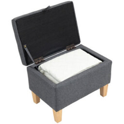 Homcom Linen Storage Ottoman Storage Box With Rubberwood Legs, Charcoal Grey - thumbnail 2
