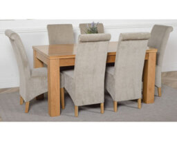 That's Furniture Dakota 152 X 87 Cm Chunky Medium Oak Dining Table And 6 Chairs Dining Set With Montana Grey Fabric Chairs - thumbnail 3