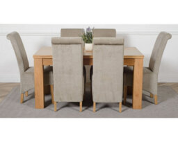 That's Furniture Dakota 152 X 87 Cm Chunky Medium Oak Dining Table And 6 Chairs Dining Set With Montana Grey Fabric Chairs - thumbnail 2