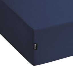 Beliani Fitted Sheet Hofuf Cotton 140 X 200 Cm Navy Blue - thumbnail 4