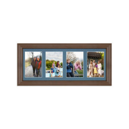 AK Frames 50X20Cm Walnut Classic Multi Photo Frame With Pompadour Mount - Holds 4 Apertures (4X) 6X4 Photos - thumbnail 1