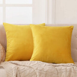 Deconovo Set Of 2 Cushion Covers 60Cm X 60Cm 24X24 Inches Pillowcases For Chairs With Invisible Zipper Lemon Yellow - thumbnail 1