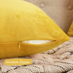Deconovo Set Of 2 Cushion Covers 60Cm X 60Cm 24X24 Inches Pillowcases For Chairs With Invisible Zipper Lemon Yellow - thumbnail 4