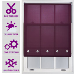 Made To Measure Daylight Roller Blind With Chrome Round Eyelets By Furnished - Aubergine (W)90Cm X (L)210Cm - thumbnail 1