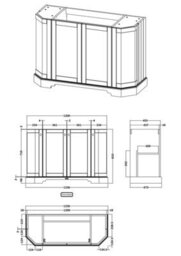 Old London Floor Standing Angled 4 Door Basin Unit 1200mm-Twilight Blue - thumbnail 2
