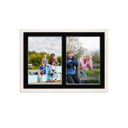 AK Frames 20X14 White Sleek Multi Photo Frame With Black Mount - Holds 2 Apertures (2X) A4 Photos - thumbnail 1