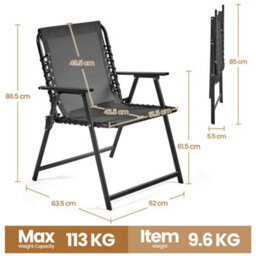 Yaheetech Dark Grey Set Of 2 Outdoor Texteline Folding Dining Chairs With Armrests - thumbnail 4