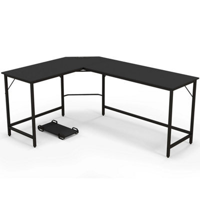 L Shaped Desk Gaming Computer Table With Power Outlets Black - image 1