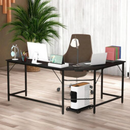 L Shaped Desk Gaming Computer Table With Power Outlets Black - thumbnail 4