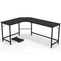 L Shaped Desk Gaming Computer Table With Power Outlets Black - thumbnail 1