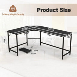 L Shaped Desk Gaming Computer Table With Power Outlets Black - thumbnail 2