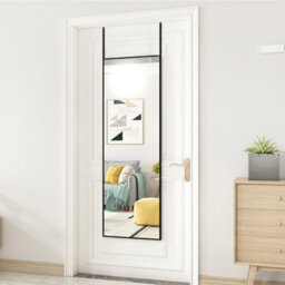 Living And Home Rectangular Wall Mounted Or Over Door Framed Full Length Mirror Black 28 Cm X 118 Cm - thumbnail 2