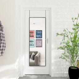 Living And Home Rectangular Wall Mounted Or Over Door Framed Full Length Mirror Black 28 Cm X 118 Cm - thumbnail 1