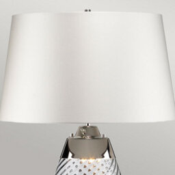 Luminosa Lighting Elstead Lena 2 Light Small Blue Table Lamp With Off-White Shade, Blue-Tinted Glass , Off-White Shade, E27 - thumbnail 5