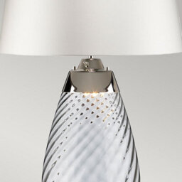 Luminosa Lighting Elstead Lena 2 Light Small Blue Table Lamp With Off-White Shade, Blue-Tinted Glass , Off-White Shade, E27 - thumbnail 4