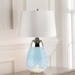 Luminosa Lighting Elstead Lena 2 Light Small Blue Table Lamp With Off-White Shade, Blue-Tinted Glass , Off-White Shade, E27 - thumbnail 2