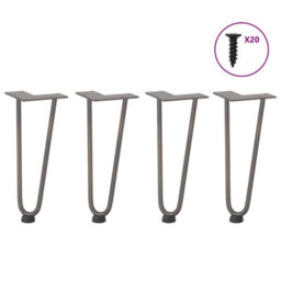 Berkfield Hairpin Legs For Coffee Table 4 Pcs Natural Steel 30 Cm Solid Steel