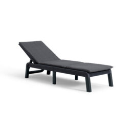 2 X Keter Atlas Sun Lounger Bed Chair With Cushion Garden Seat Graphite Grey - thumbnail 2