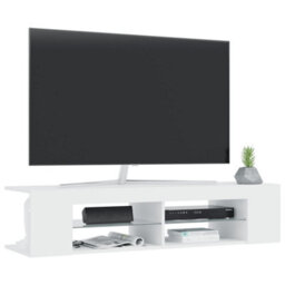 Berkfield Tv Cabinet With Led Lights White 135X39X30 Cm - thumbnail 6