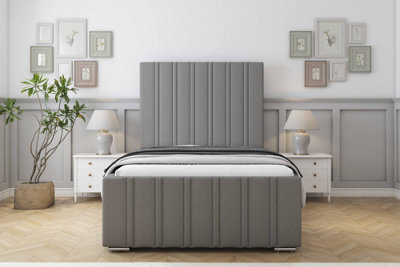 "Sloomy Radcliffe Pewter Dumfries Bed Frame With 50"" Upholstered Headboard 6' Super King" - image 1