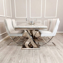 Stratus Interiors Arriana 1.8M Black & Gold Marble Dining Table - Modern Luxury - 180(W) 90(D) 74(H) Cm - thumbnail 6