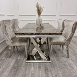 Stratus Interiors Arriana 1.8M Black & Gold Marble Dining Table - Modern Luxury - 180(W) 90(D) 74(H) Cm - thumbnail 2
