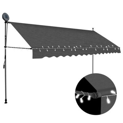 Berkfield Manual Retractable Awning With Led 400 Cm Anthracite - image 1