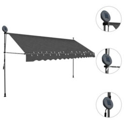 Berkfield Manual Retractable Awning With Led 400 Cm Anthracite - thumbnail 3