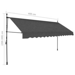 Berkfield Manual Retractable Awning With Led 400 Cm Anthracite - thumbnail 8