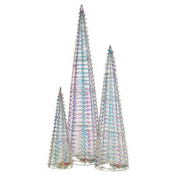 Urbn-Living Urbnliving 80Cm Height Iridescent Christmas Tree Cone Pyramid Led Fairy Lights Tower Xmas Decoration - thumbnail 4